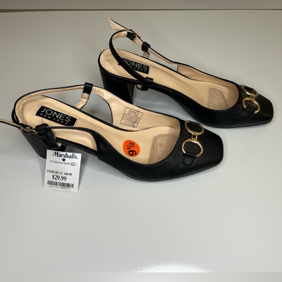 Jones New York Black Block Heel Shoes with Gold Details New Women’s Size 9.5 - Picture 1 of 5